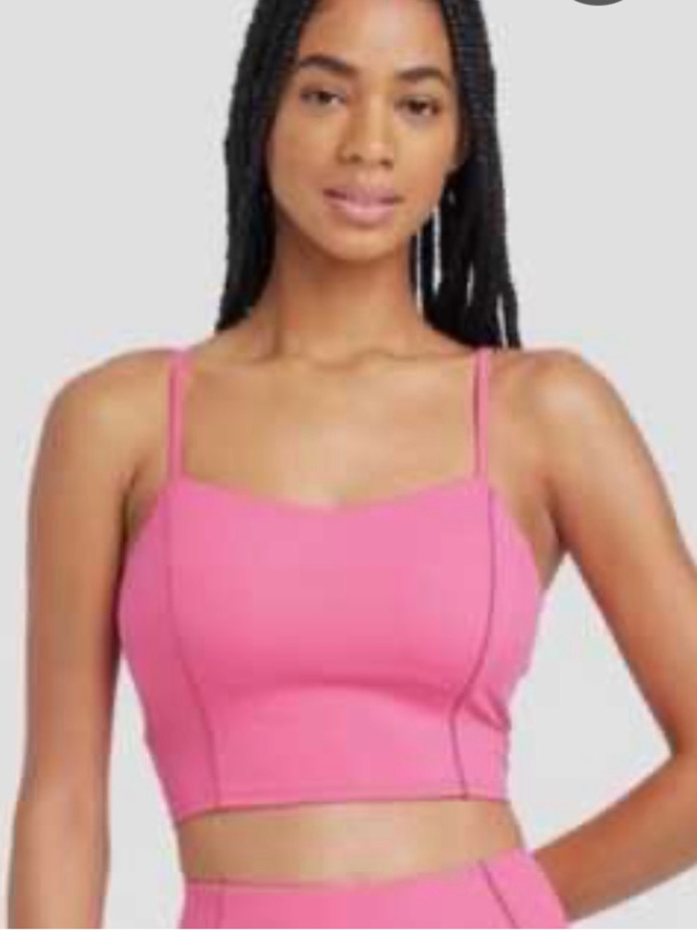 JoyLab Pink Cropped Tank with Metallic Piping